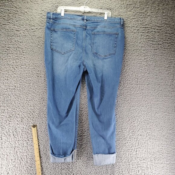 Denim & Co Jeans Womens 20W Blue Straight-Leg Stretch Denim Cuffed Ankle - Picture 11 of 12